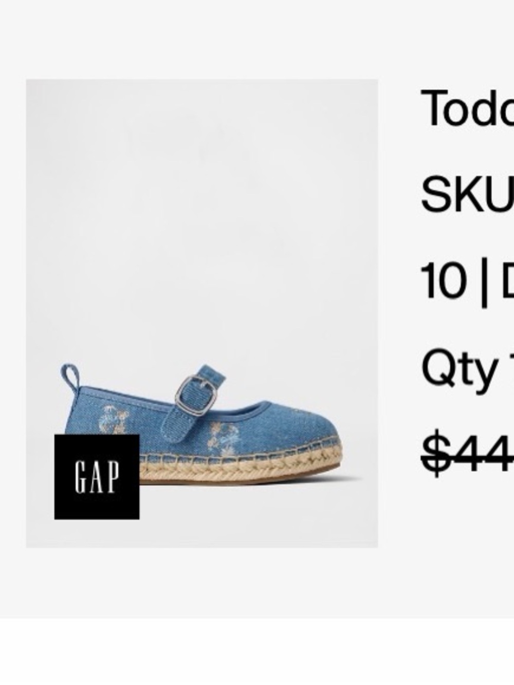 GAP Toddler Blue Denim Mary Jane Espadrille with Buckle